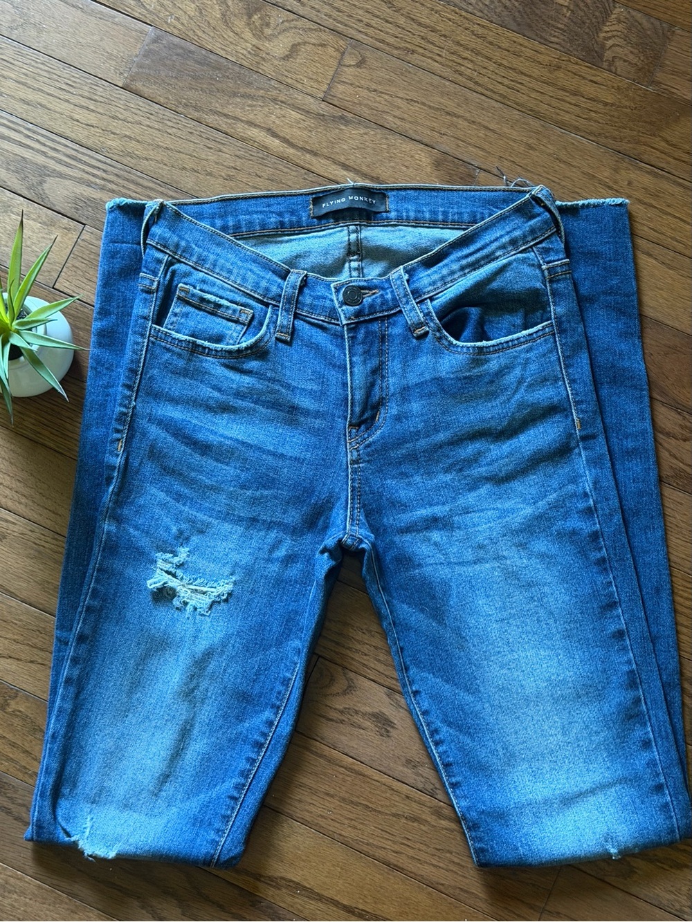 Flying Monkey Blue Distressed Women's Skinny Jeans